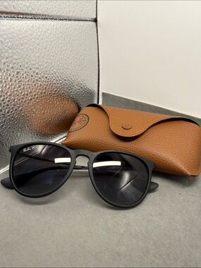 Ray-Ban Matte Black Sunglasses with Brown Case